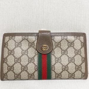 VIntage Gucci Wallet Trifold Brown Monogram GG Passport Sherry Line Canvas 80s
